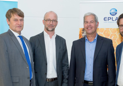 From left to right: Andreas Mielke – Eplax – Co-Managing Director, Martin Sjöstrand – Powerbox C.E.O., Wolfgang Pape – Eplax – Co-Managing Director, Henrik Flygar – Alder / Powerbox – Board Member